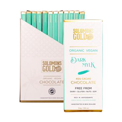 Solomons Gold Organic Vegan Dark Mylk Chocolate (45% Cacao) 55g x 12 Display
